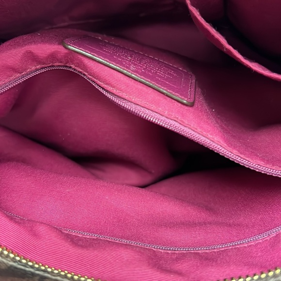 SOLD IN STORE Coach Signature Stitching Tote Brown/Magenta - Picture 5 of 16
